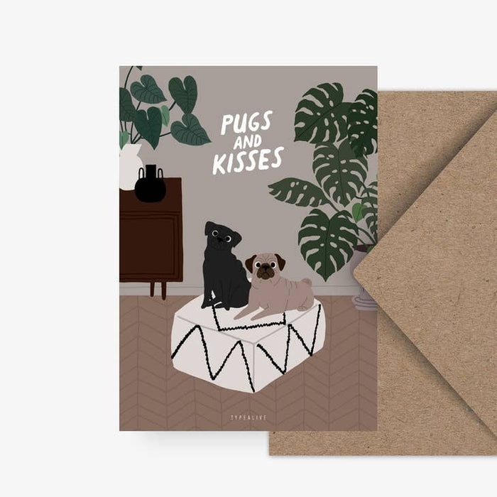 Card pugs y besos | Un sobre