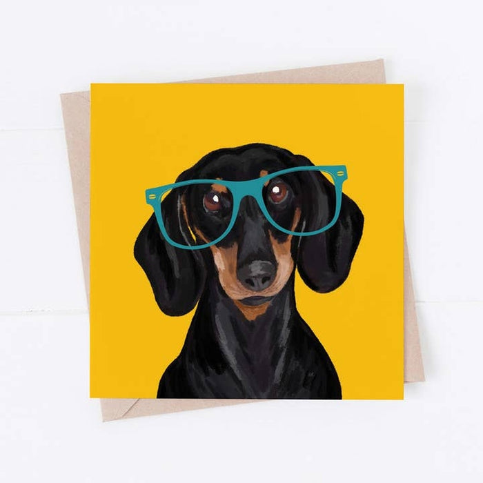 Dog de lunettes de carte | Teckel