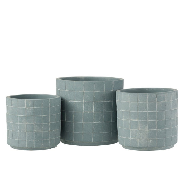 J-Line Bloempot Square Ceramic Blu chiaro grande