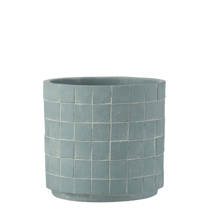 J-Line Bloempot Square Ceramic Blu chiaro grande