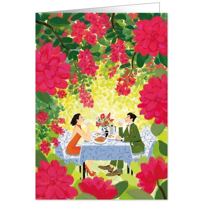 Carte Dîner romantique au milieu d'une mer de fleurs