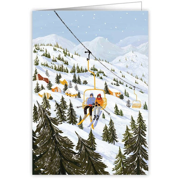 Couple on ski lift