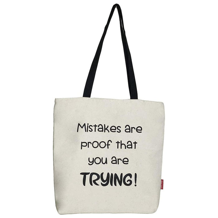 Stevige boodschappentas Naturel "Mistakes Are Proof That You Are Trying!" Krossproducts | De online winkel voor hebbedingetjes