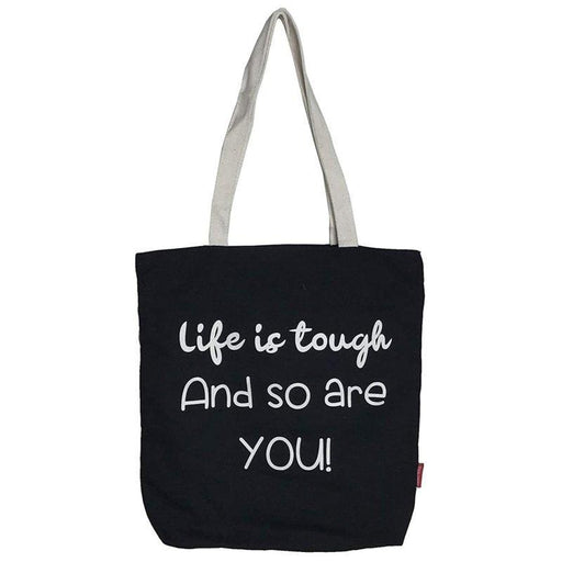 Stevige Boodschappentas Zwart Life is Tough and So Are You Krossproducts | De online winkel voor hebbedingetjes